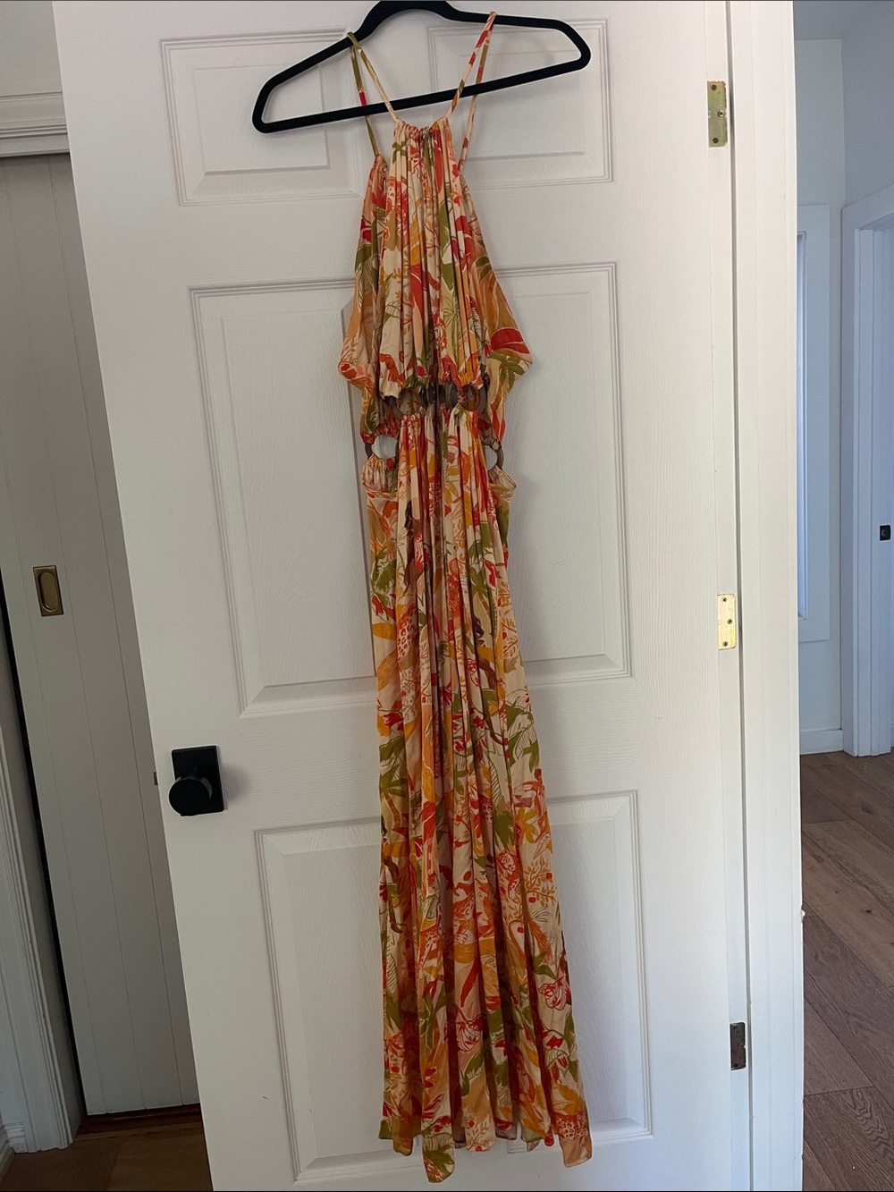 FARM Rio Floral Maxi Dress in Peach, Orange & Green